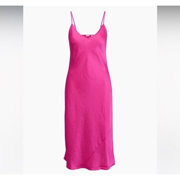 Aritzia Wilfred Hot Pink Slip Dress Straps Lightweight Satin Size 2XL - Picture 2 of 10